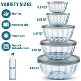 Mixing Bowls with Airtight Lids Sets, 5 Packs Thick Glass Nesting Bowls for Kitchen Baking