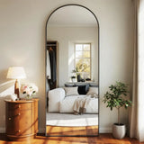58 x18 Arched Full Length Mirror w/ Stand, Aluminum Alloy Frame for Bedroom