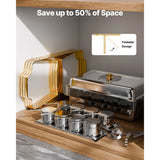 SucceBuy 8 Qt 2 4 Pack Chafing Dish Buffet Set Stainless Steel Chafer with 4 Full Size Pans