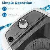 Mini Portable Washing Machine for home, apartment, dorms and RV use; durable grey plastic