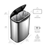 Smart trash can Sensor Touchless Automatic Closing 2D size battery Kitchen Trash Bin