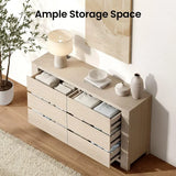 6 Drawer Dresser for Bedroom, 55 Modern White Oak Chest of Drawers