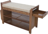 2Tier Shoe Rack Bench 31 Inch Entryway Bench with Storage Basket for Living Room