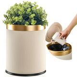 Bathroom Trash Can with Lid - Decorative Trash Bin Faux Plant - Small Bathroom Garbage Can - Bedroom Living Room Entryways - Pl