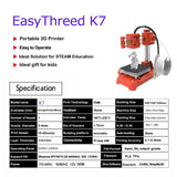 Easythreed K7 Mini FDM 3D Printer, 100x100x100mm Build Volume, Quiet Operation One Key Printing, Safe Entry Level 3D Printer for Kids