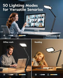 LED Desk Lamp for Home Office with Stepless Dimmable Knob Remote and Adjustable