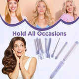 5 In 1 Wand Curling Iron-Curling Wand Set With Hair Straightener, 3 Barrels Hair Crimper Iron