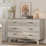 Rustic Farmhouse 6-Drawer Double Dresser, Dresser for Bedroom