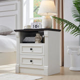 26" Tall 2 Drawer Dresser Nightstand W/ Charging Station For Bedroom