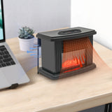 350W Mini Electric Fireplace Adjust 15-32°C Heater with 3D Realistic Flame