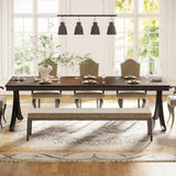 Rectangular Dining Table for 6-8, 78 inch Large Farmhouse Dinner Table for Kitchen