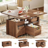 40" Farmhouse Lift Top Coffee Table with Sliding Barn Door, 4 in 1