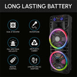 2800W Dual 12" Bluetooth Speaker Karaoke Portable Heavy Bass Sound System Party