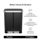 Kitchen Recycling Trash Can 16 Gallon Dual Compartment Step Operated Plastic