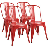 Classic Stackable Metal Dining Chair Set of 4, Indoor-Outdoor Bistro