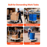 SucceBuy 2000 lbs Platform Truck Steel Flatbed Cart with Swivel Wheels & Handle Foldable Hand Push Dolly