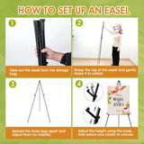 6 Pack Portable Foldable Metal Easel Stand for Display, Signs, Wedding, Arts, Painting, Adjustable