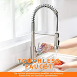 Touchless Kitchen Faucet with Pull Down Sprayer LED Light Single Handle Motion Sensor Smart