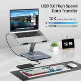 Laptop Stand with USB C 6in1 Docking Station HDMI 4K@60Hz 4*USB3.0 100W PD Compatible with MacBook