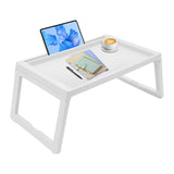 6-Pack Foldable Lap Desks with Device Slots, White PP Tray Table with Charging Port