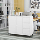 Secure Lateral File Cabinet with Gooseneck Handle, 3 Drawer Mobile Storage Cabinet on Wheels