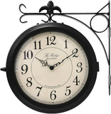 66276B Double Sided Metal Wall Clock with Black Frame. Dial: 10-Inch