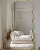 Wavy Full Length Mirror with Stand, 71” x 28" Floor Mirror, Wall Mounted