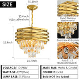Modern Crystal Chandelier Gold Round for Dining Room for Living Room Entryway