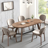70.86in Rustic Oval Dining Table for 6-8 Person Farmhouse Wood Kitchen Table