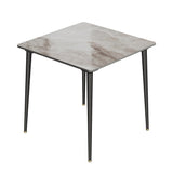 Square Restaurant Marble Dining Table Compact Dishes Serve Table with Metal