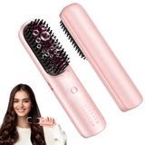10000mAh Cordless Hair Straightener Comb Brush 5S Fast Heating for Travel - 300M Negative Ions