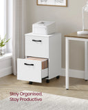 VASAGLE 2-Drawer File Cabinet, Filing Cabinet for Home Office, Small Rolling File Cabinet