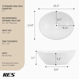 Bathroom Vessel Sink, 16" x 13" Oval Vessel Sink for Bathroom Vanity Countertop, Glossy