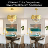Modern Crystal Chandelier Gold Round for Dining Room for Living Room Entryway