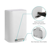 Bathroom Trash Can, 3.2 Gallon Stainless Steel Garbage Can with Lid, Rectangular Small