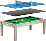 3-in-1  7 FT, Billiard Pool Table Convertible to Dining Table and Table Tennis