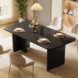 Tribesigns Modern White Dining Table for 4-6 People, 63" Large Rectangle Kitchen Table with Arch Design Legs,