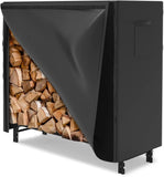 4ft Firewood Log Rack with Cover for Outdoor, Heavy Duty Steel Wood Storage