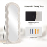63x24 Arched Wavy Full Body Wall Mounted Floor Mirror with Stand