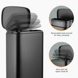 Homfa 30L Stainless Steel Step Trash Can Kitchen Garbage Can W/ Soft Close, Black,White, Silver, Gray, Red