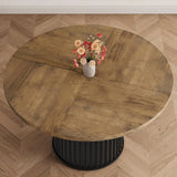 47" Round Dining Table for 4-6 People, Dining Room Table with Sturdy Waveform Metal