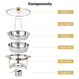 2/4 Pack Chafing Dish Buffet Set, 5QT Buffet Servers and Warmers, Round Catering Warmer