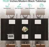 70.86" Modern Conference Table, Rectangular Meeting Desk with Metal Frame