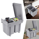 20L Each Dual Pull-Out Trash Can Easy Install Under Cabinet Kitchen Waste Bin