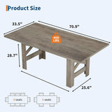 Dining Table for 6-8, 71" Long Large Wooden Farmhouse Kitchen Table