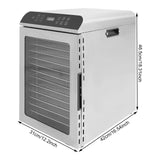12-Trays Stainless Steel Food Dryer,Silver Rectangular Food Dehydrator Machine
