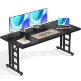 Executive Desk, 71 Inch Office Table with Power Ports, Large Computer Desk