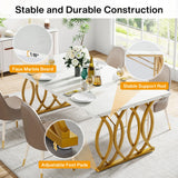 Tribesigns 63-Inch Rectangular Dining Table for 4 to 6, Modern Kitchen Table with Faux Marble Table Top, White Dinner Tables