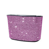 Red Sparkling Rhinestone Hanging Car Trash Bin For Vehicle Interior Storage Organizer