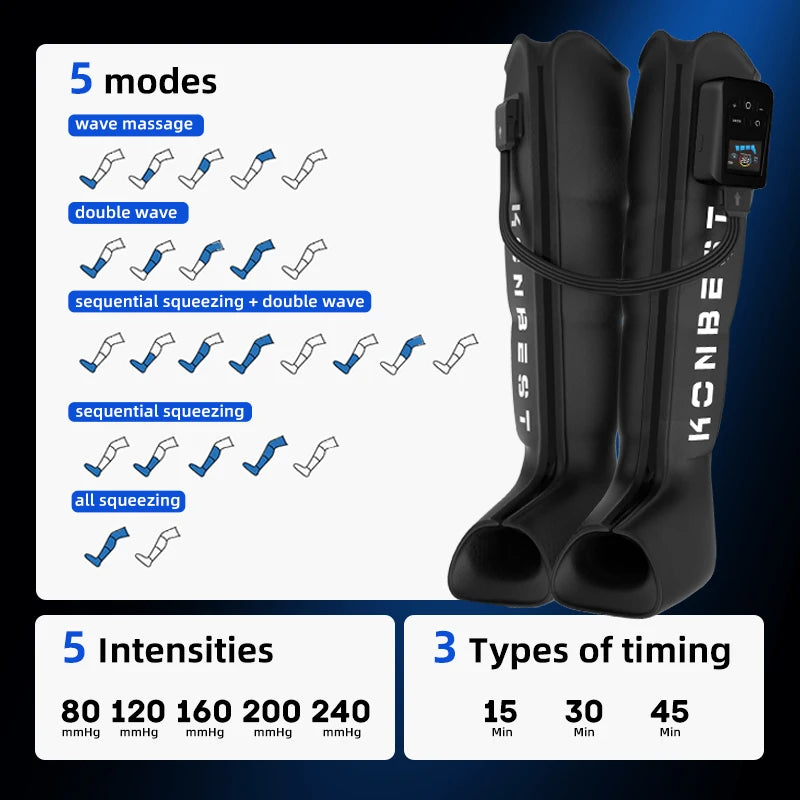 Leg Massager Air Pneumatic Compression Boots Athlete Pump Controller ...